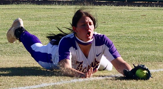 Lemoore's baseball and softball teams are bound for the CIF playoffs next week. McKenzie Dutra is shown here in a game against Hanford this season. 